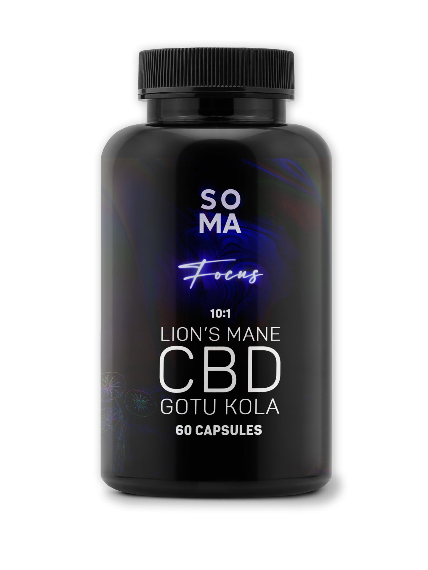 Tub of 60 Lions Mane Mushrooms, CBD extract and Gotu Kola extract capsules | Soma | Energise