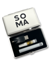 CBD Vape Cart, battery and charger in a Soma branded carry case 
